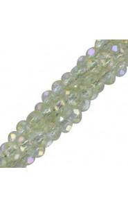 Faceted glass beads 3x2mm disc - Champagne yellow-pearl shine coating